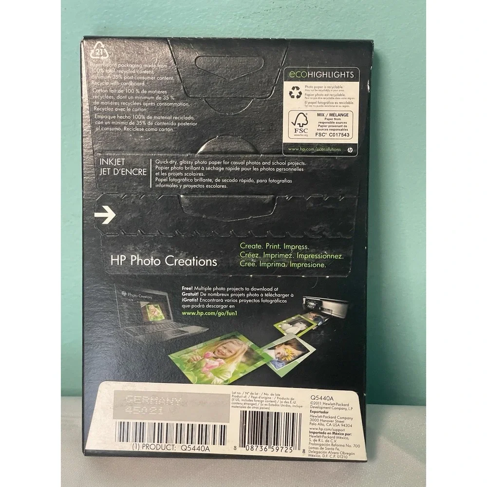 HP Everyday Photo Paper 100 Sheets 4x6 Glossy Sealed‎ Package Inkjet HP BinR